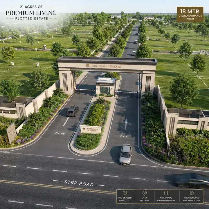 Prestige Gardenia Estate Phase 2 grand entrance arch and arrival road off the STRR in Devanahalli