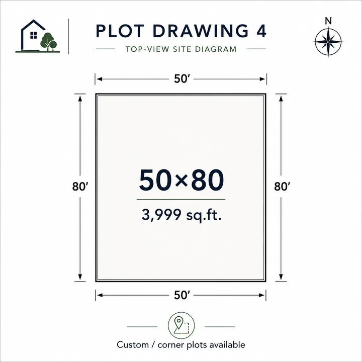 Prestige Gardenia Estate Phase 2 plot drawing — 50 x 80 ft, 3,999 sq.ft.